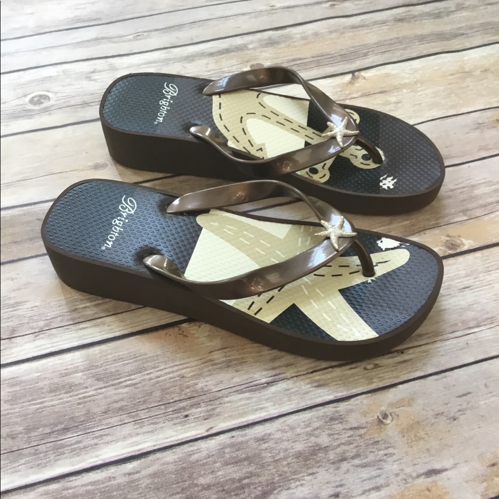Brighton Wedge flip flops size 8